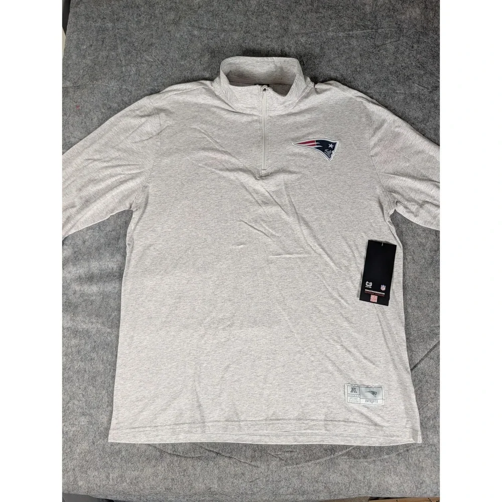 NFL Ultra Game New England Patriots Quarter Zip Pullover Heather Gray Mens‎ S